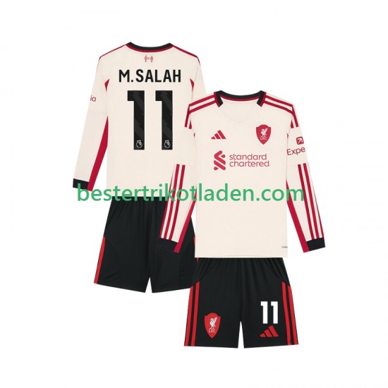 Fußballtrikot Liverpool Mohamed Salah 11 Auswärts Trikot Away 2025-2026 Langarm für Kinder