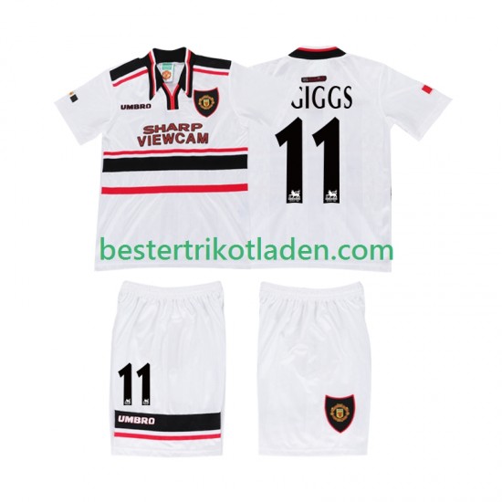 Fußballtrikot Manchester United GIGGS 11 1998 Retro Auswärts Trikot Away Kurzarm für Kinder