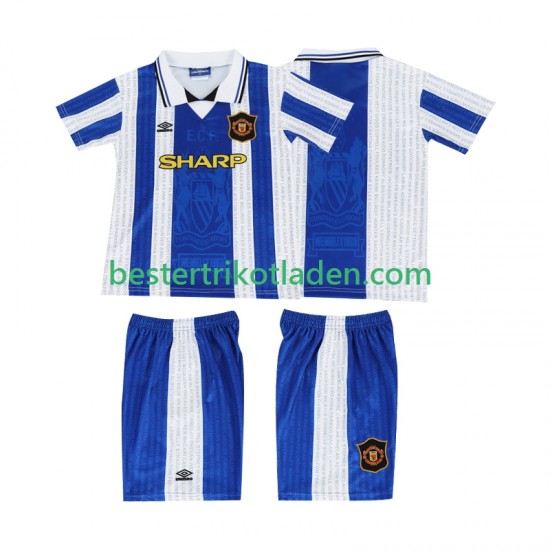 Fußballtrikot Manchester United 1996 Retro Ausweich Trikot 3rd 1994 Kurzarm für Kinder