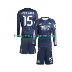 Fußballtrikot Real Madrid Arda Guler 15 Auswärts Trikot Away 2025-2026 Langarm für Kinder