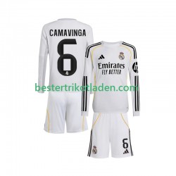 Fußballtrikot Real Madrid Camavinga 6 Heim Trikot Home 2025-2026 Langarm für Kinder