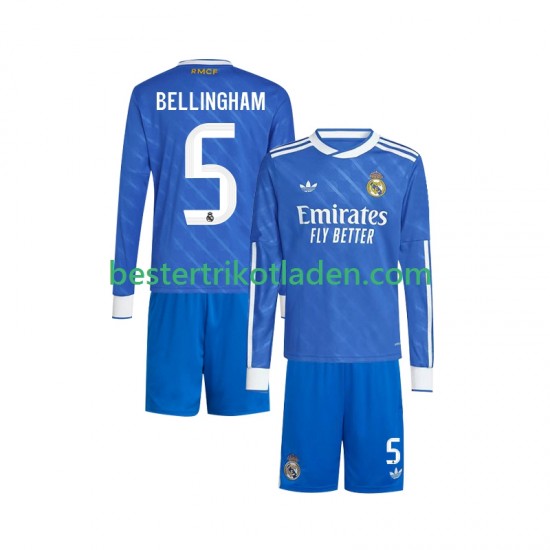 Fußballtrikot Real Madrid Jude Bellingham 5 Ausweich Trikot 3rd 2025-2026 Langarm für Kinder