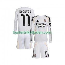 Fußballtrikot Real Madrid Rodrygo 11 Heim Trikot Home 2025-2026 Langarm für Kinder