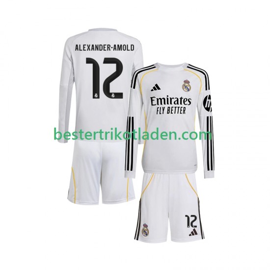 Fußballtrikot Real Madrid Trent Alexander-Arnold 12 Heim Trikot Home 2025-2026 Langarm für Kinder
