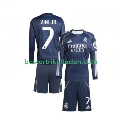 Fußballtrikot Real Madrid Vinicius Junior 7 Auswärts Trikot Away 2025-2026 Langarm für Kinder