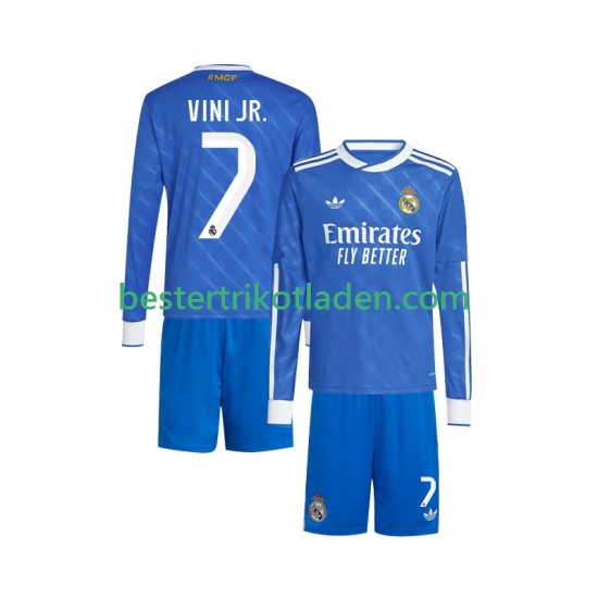Fußballtrikot Real Madrid Vinicius Junior 7 Ausweich Trikot 3rd 2025-2026 Langarm für Kinder