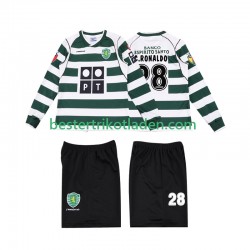 Fußballtrikot Sporting CP Cristiano Ronaldo 28 2001 2003 Retro Heim Trikot Home Langarm für Kinder