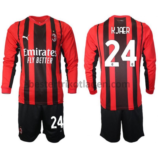 Fußballtrikot AC Mailand Simon Kjaer 24 Heim Trikot Home 2021-2022 Langarm für Kinder