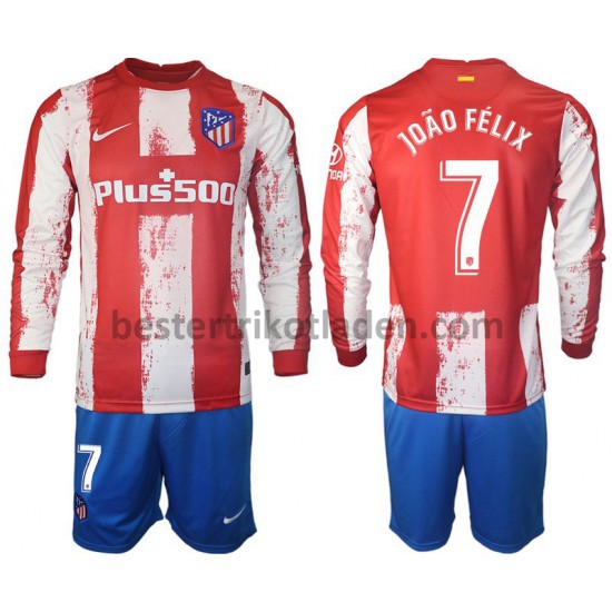 Fußballtrikot Atlético Madrid Joao Felix 7 Heim Trikot Home 2021-2022 Langarm für Kinder