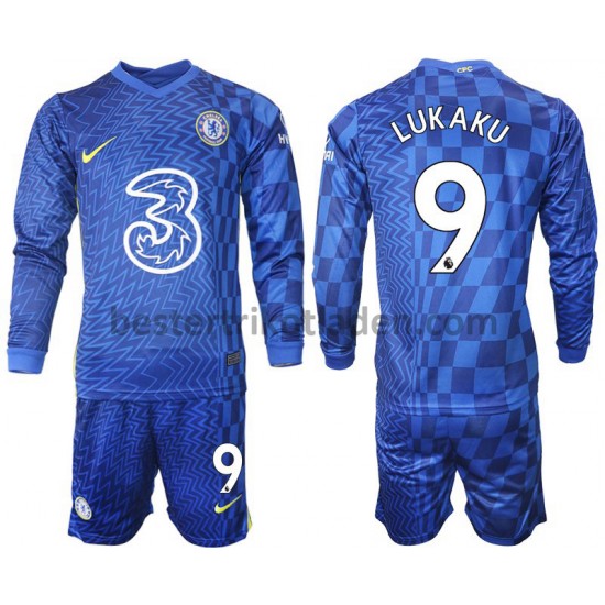Fußballtrikot Chelsea LUKAKU 9 Heim Trikot Home 2021-2022 Langarm für Kinder