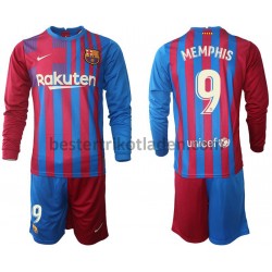 Fußballtrikot FC Barcelona Memphis Depay 9 Heim Trikot Home 2021-2022 Langarm für Kinder