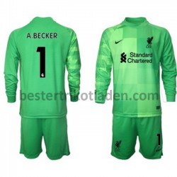 Fußballtrikot Liverpool Torwart Alisson Becker 1 Heim Trikot Home 2021-2022 Langarm für Kinder