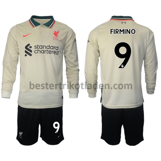 Fußballtrikot Liverpool Roberto Firmino 9 Auswärts Trikot Away 2021-2022 Langarm für Kinder