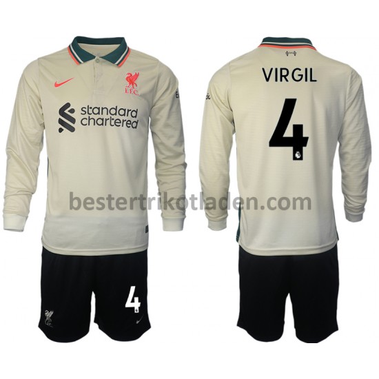 Fußballtrikot Liverpool Virgil van Dijk 4 Auswärts Trikot Away 2021-2022 Langarm für Kinder