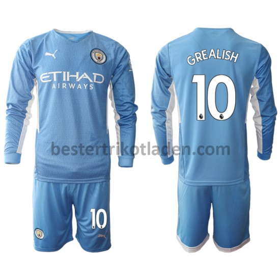 Fußballtrikot Manchester City Jack Grealish 10 Heim Trikot Home 2021-2022 Langarm für Kinder