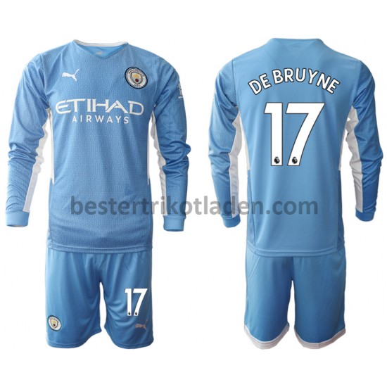 Fußballtrikot Manchester City Kevin De Bruyne 17 Heim Trikot Home 2021-2022 Langarm für Kinder
