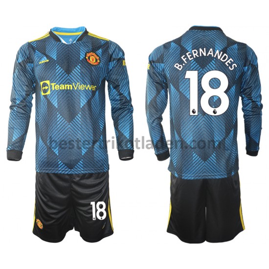 Fußballtrikot Manchester United Bruno Fernandes 18 Ausweich Trikot 3rd 2021-2022 Langarm für Kinder