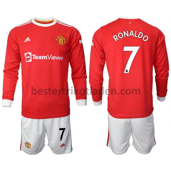 Fußballtrikot Manchester United Cristiano Ronaldo 7 Heim Trikot Home 2021-2022 Langarm für Kinder