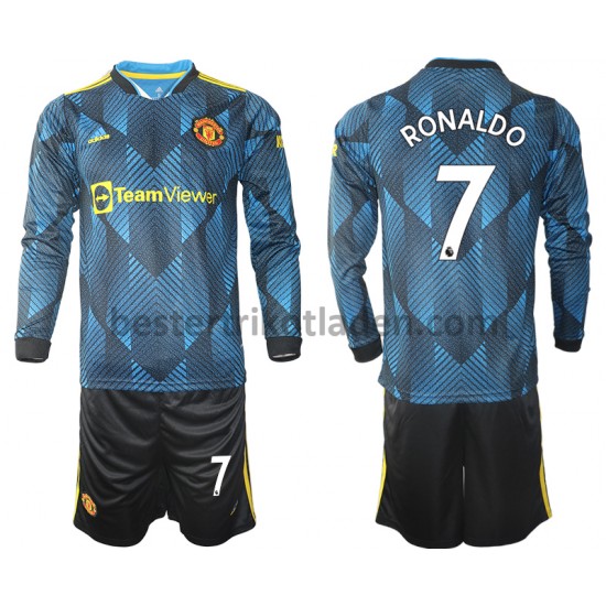 Fußballtrikot Manchester United Cristiano Ronaldo 7 Ausweich Trikot 3rd 2021-2022 Langarm für Kinder