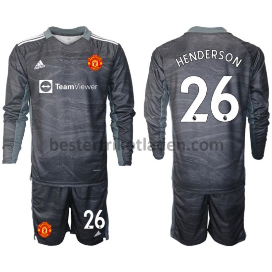 Fußballtrikot Manchester United Dean Henderson 26 Torwart Auswärts Trikot Away 2021-2022 Langarm für Kinder