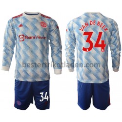 Fußballtrikot Manchester United Donny Van De Beek 34 Auswärts Trikot Away 2021-2022 Langarm für Kinder