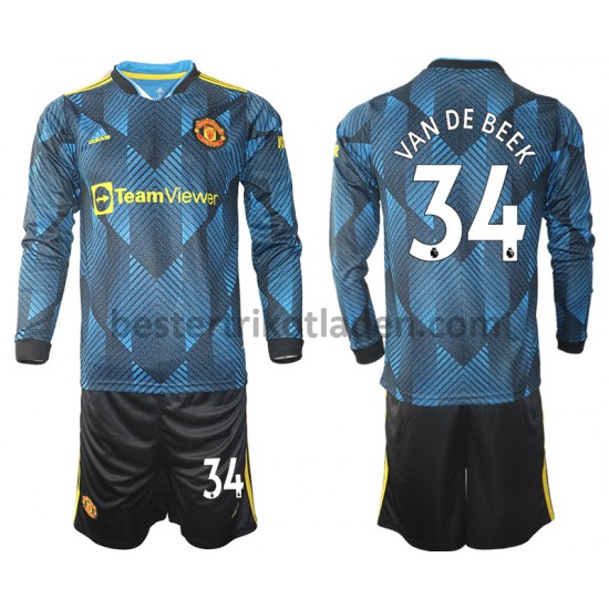 Fußballtrikot Manchester United Donny Van De Beek 34 Ausweich Trikot 3rd 2021-2022 Langarm für Kinder