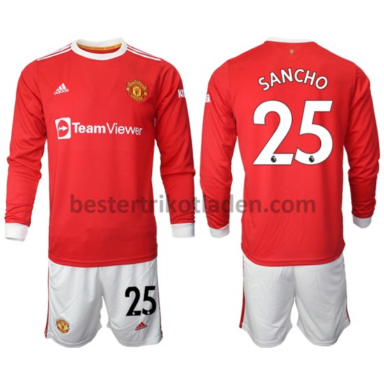 Fußballtrikot Manchester United Jadon Sancho 25 Heim Trikot Home 2021-2022 Langarm für Kinder