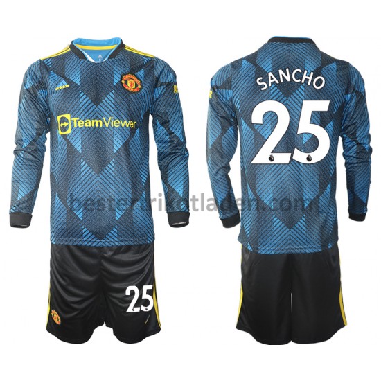 Fußballtrikot Manchester United Jadon Sancho 25 Ausweich Trikot 3rd 2021-2022 Langarm für Kinder