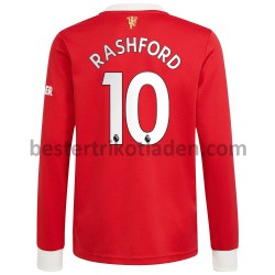 Fußballtrikot Manchester United Marcus Rashford 10 Heim Trikot Home 2021-2022 Langarm für Herren