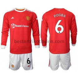 Fußballtrikot Manchester United Paul Pogba 6 Heim Trikot Home 2021-2022 Langarm für Kinder