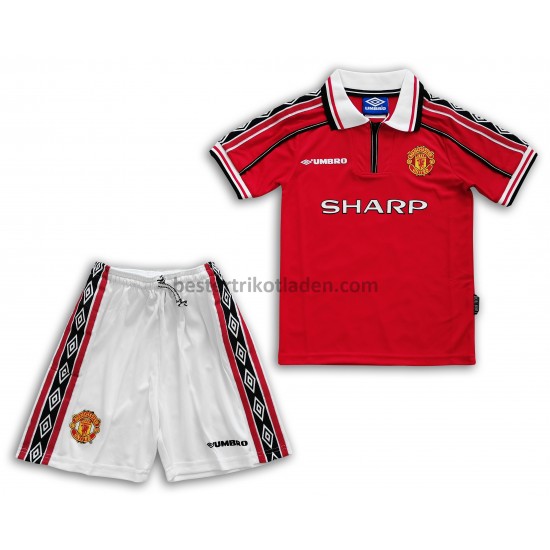 Fußballtrikot Manchester United Retro Kinder-Heim Trikot Home 1998-1999 für Kinder