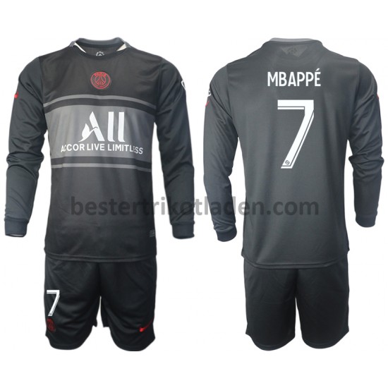 Fußballtrikot Paris Saint-Germain Kylian Mbappe 7 Ausweich Trikot 3rd 2021-2022 Langarm für Kinder