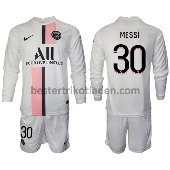 Fußballtrikot Paris Saint-Germain Lionel Messi 30 Auswärts Trikot Away 2021-2022 Langarm für Kinder