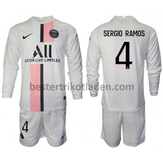 Fußballtrikot Paris Saint-Germain Sergio Ramos 4 Auswärts Trikot Away 2021-2022 Langarm für Kinder