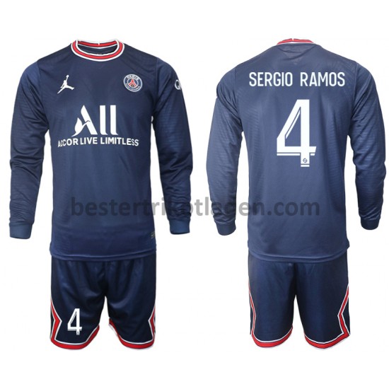 Fußballtrikot Paris Saint-Germain Sergio Ramos 4 Heim Trikot Home 2021-2022 Langarm für Kinder