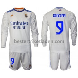 Fußballtrikot Real Madrid Benzema 9 Heim Trikot Home 2021-2022 Langarm für Kinder