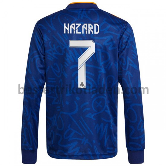 Fußballtrikot Real Madrid Eden Hazard 7 Auswärts Trikot Away 2021-2022 Langarm für Herren