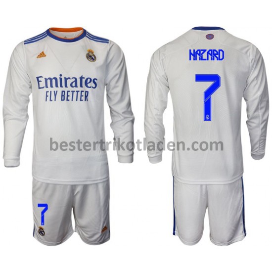 Fußballtrikot Real Madrid Hazard 7 Heim Trikot Home 2021-2022 Langarm für Kinder