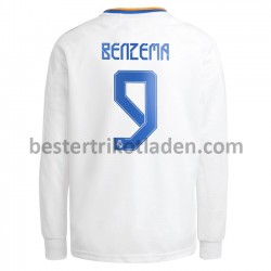 Fußballtrikot Real Madrid Karim Benzema 9 Heim Trikot Home 2021-2022 Langarm für Herren