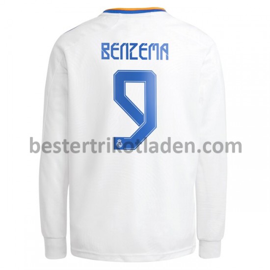 Fußballtrikot Real Madrid Karim Benzema 9 Heim Trikot Home 2021-2022 Langarm für Herren