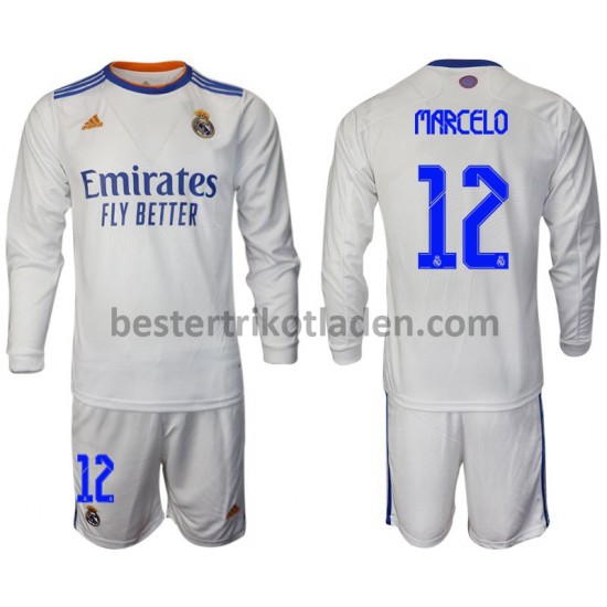 Fußballtrikot Real Madrid Marcelo 12 Heim Trikot Home 2021-2022 Langarm für Kinder