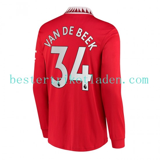 Fußballtrikot Manchester United Donny van de Beek 34 Heim Trikot Home 2022-2023 Langarm für Herren