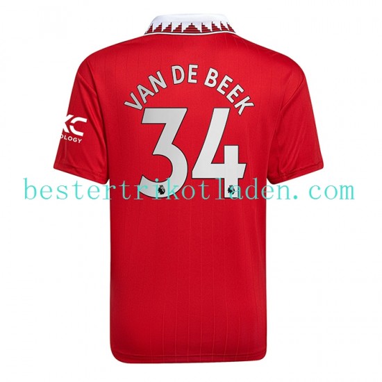 Fußballtrikot Manchester United Donny van de Beek 34 Heim Trikot Home 2022-2023 Kurzarm für Herren