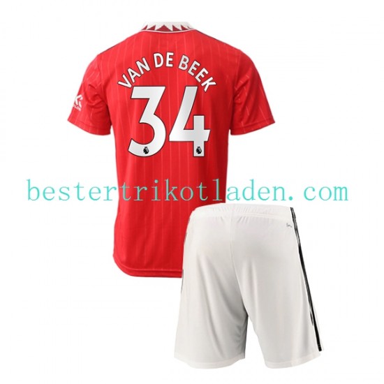 Fußballtrikot Manchester United Donny van de Beek 34 Heim Trikot Home 2022-2023 Kurzarm für Kinder
