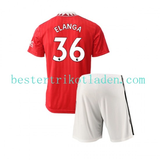 Fußballtrikot Manchester United Elanga 36 Heim Trikot Home 2022-2023 Kurzarm für Kinder