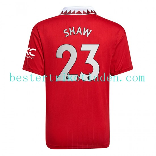 Fußballtrikot Manchester United Luke Shaw 23 Heim Trikot Home 2022-2023 Kurzarm für Herren