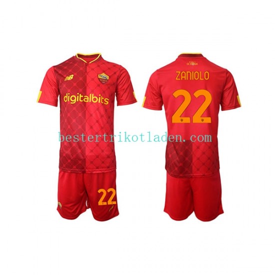 Fußballtrikot AS Rom Nicolo Zaniolo 22 Heim Trikot Home 2022-2023 Kurzarm für Kinder