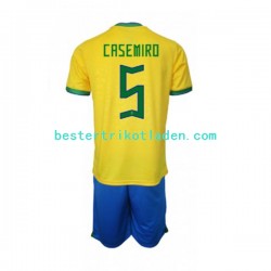 Fußballtrikot Brasilien Casemiro 5 Heim Trikot Home WM 2022 Kurzarm für Kinder