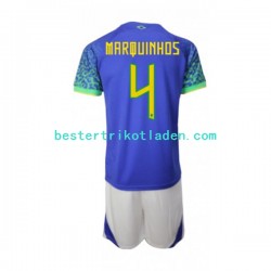 Fußballtrikot Brasilien Marquinhos 4 Auswärts Trikot Away WM 2022 Kurzarm für Kinder