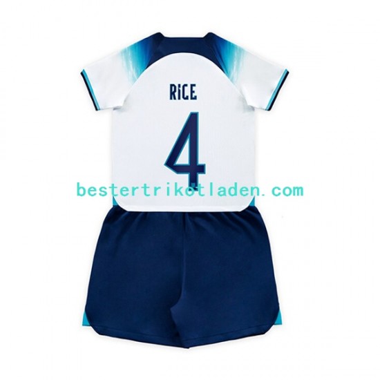 Fußballtrikot England Rice 4 Heim Trikot Home WM 2022 Kurzarm für Kinder